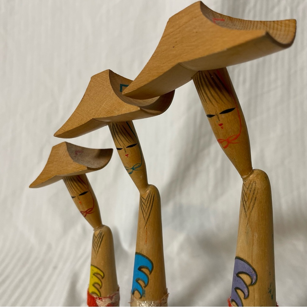 Japanese vintage Naruto Whirlpool Awajishima Wooden Kokeshi Dolls
